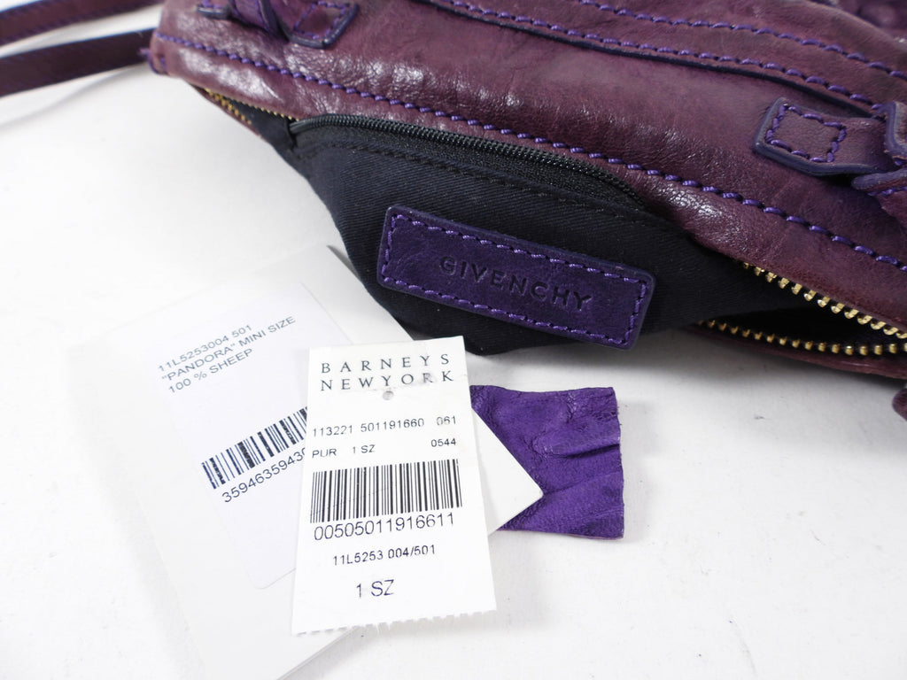Givenchy Purple Aged Pepe Leather Mini Pandora Crossbody Bag