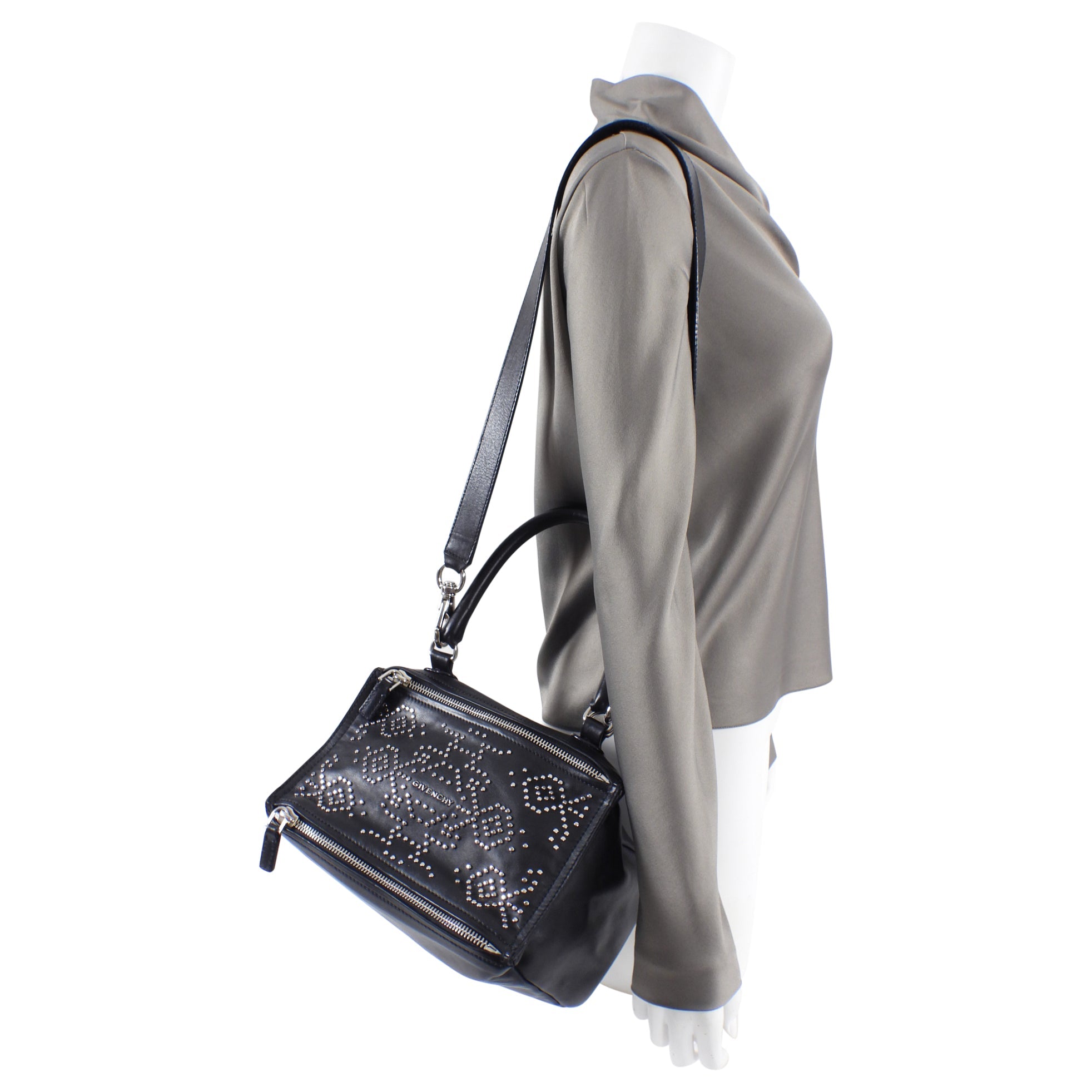 Givenchy Small Black Leather Studded Pandora Bag