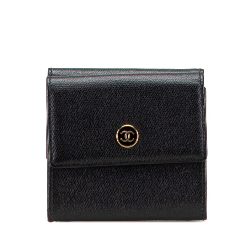 Chanel Coco Button Leather Trifold Wallet