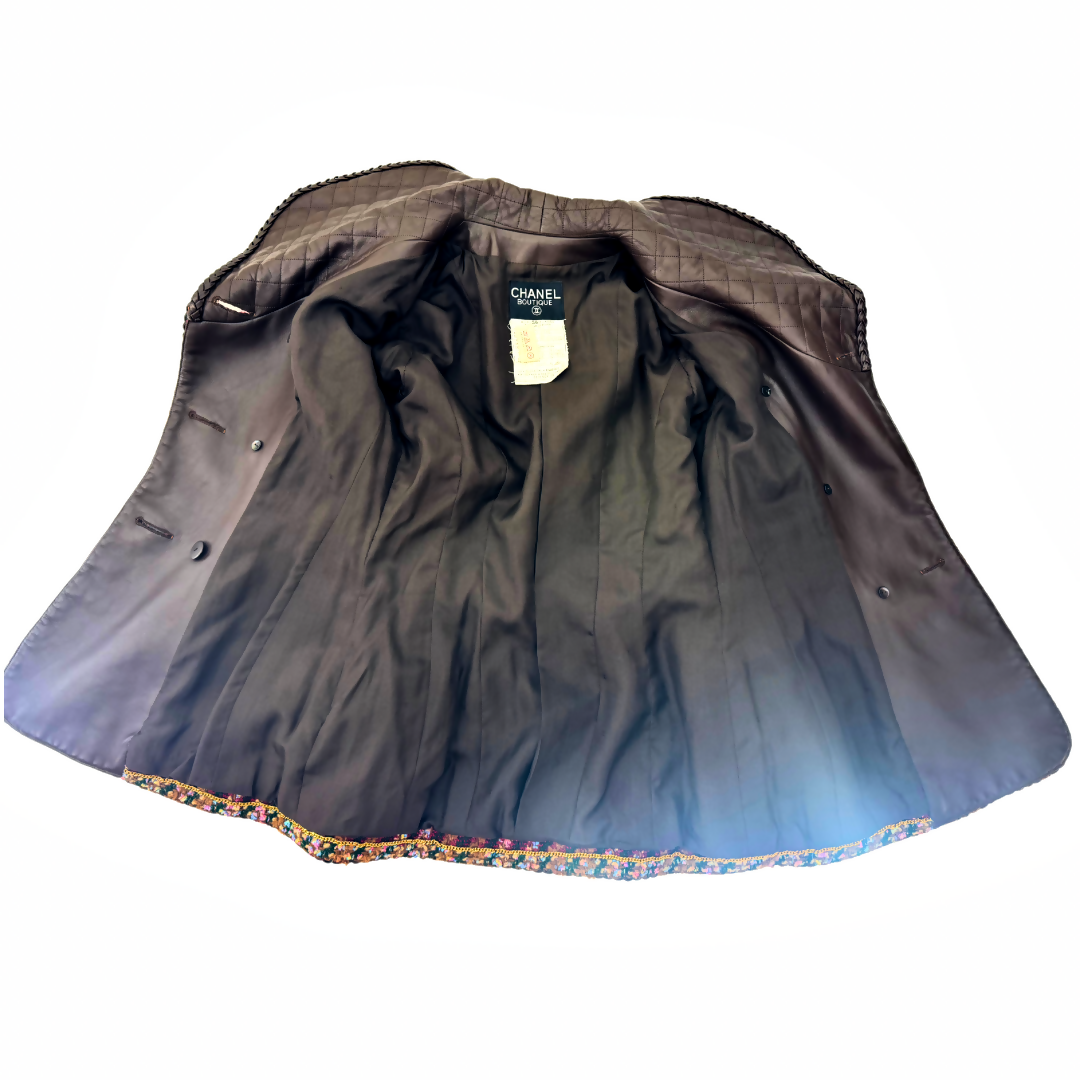 Chanel Vintage 1992 Tweed Leather Jacket