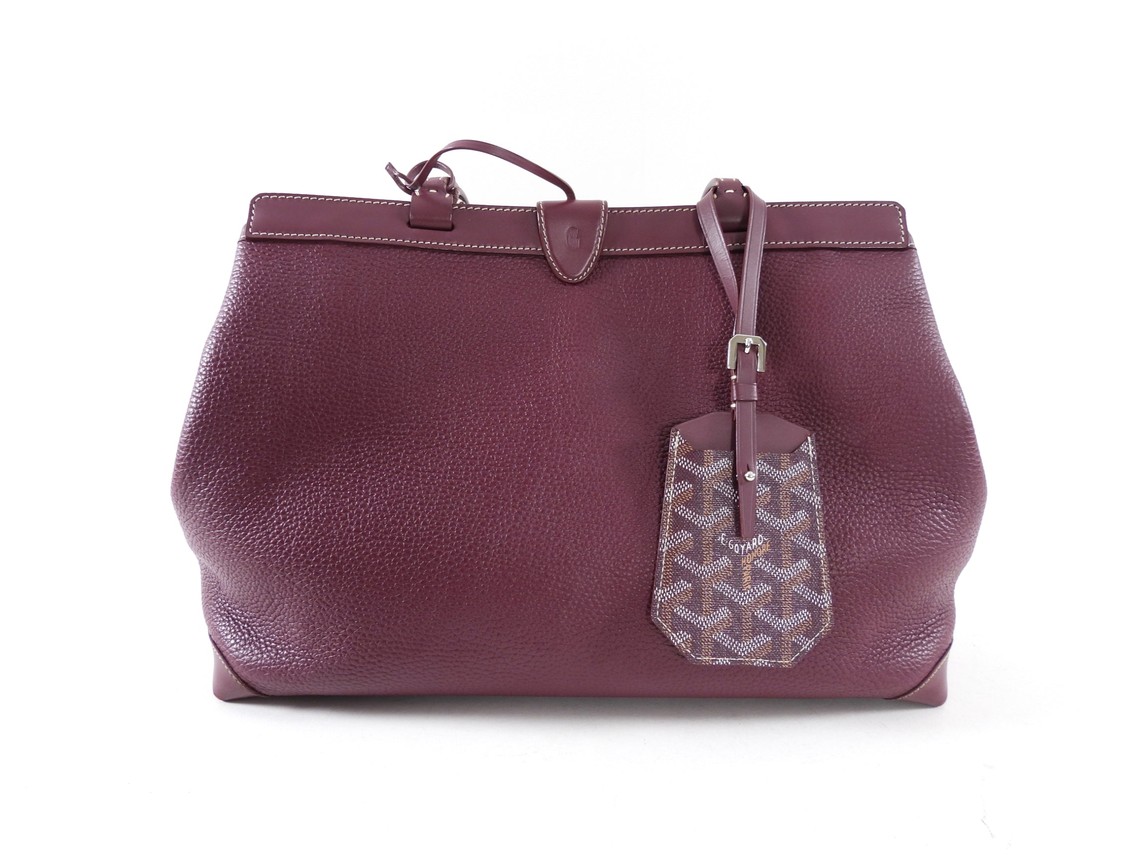 Goyard Plum Leather Goyardine Logo Bellechasse Biaude Shoulder Bag