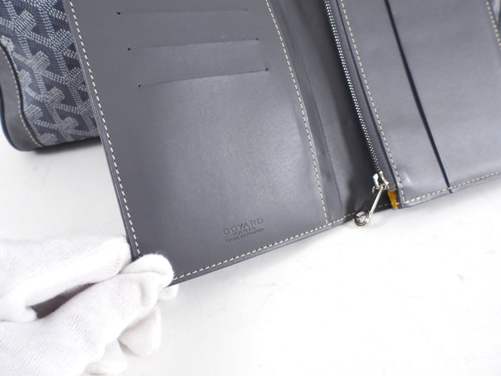 Goyard Grey Voltaire Satchel Tote Bag and Passport Holder Set
