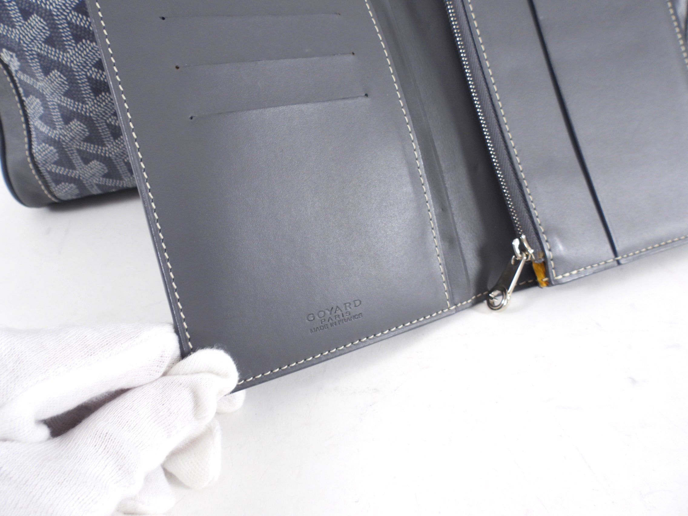 Goyard Grey Voltaire Satchel Tote Bag and Passport Holder Set