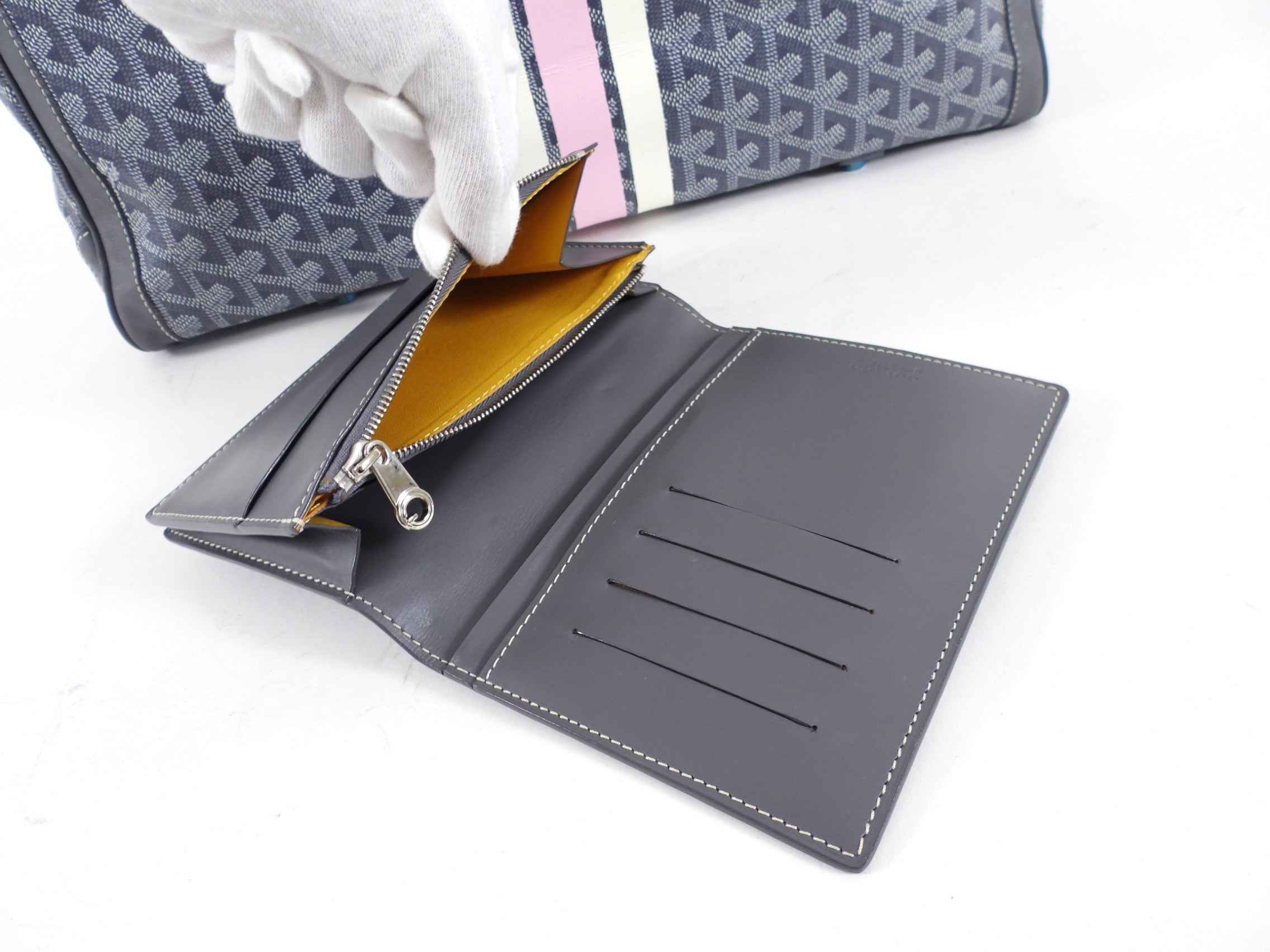 Goyard Grey Voltaire Satchel Tote Bag and Passport Holder Set