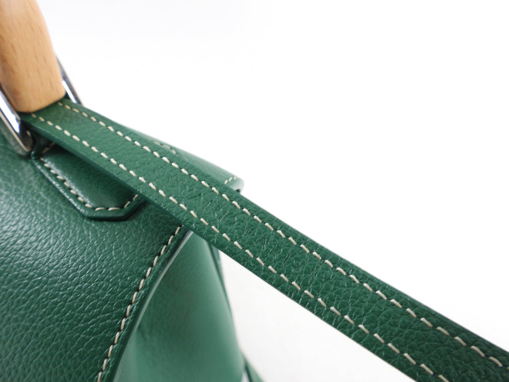 Goyard Green Mini Goyardine Saigon Souple with Wood Handle