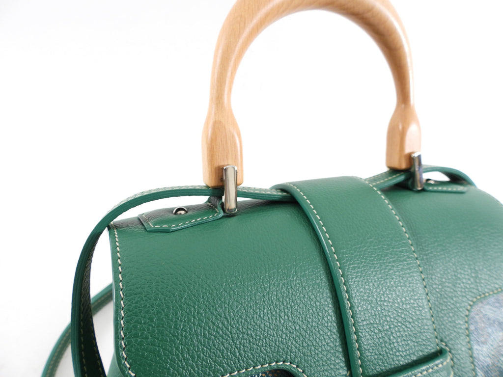 Goyard Green Mini Goyardine Saigon Souple with Wood Handle