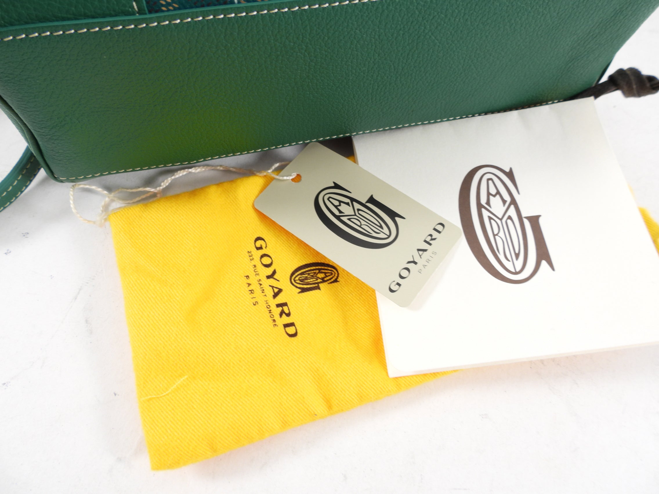 Goyard Green Mini Goyardine Saigon Souple with Wood Handle