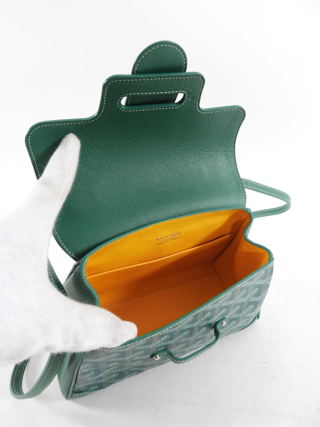 Goyard Green Mini Goyardine Saigon Souple with Wood Handle