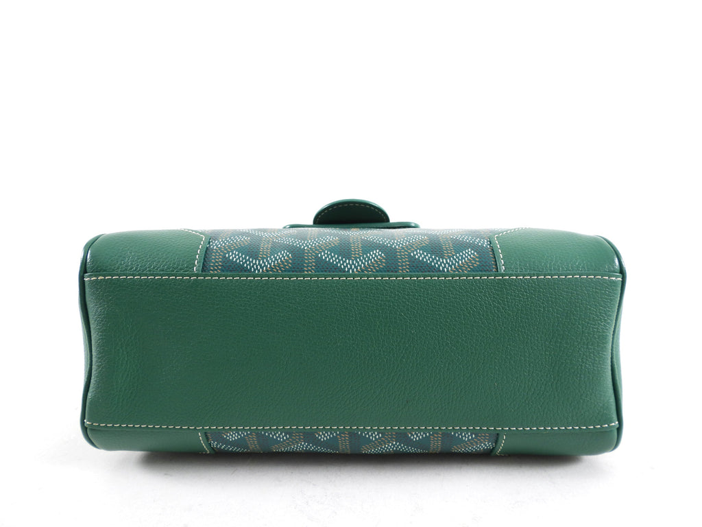 Goyard Green Mini Goyardine Saigon Souple with Wood Handle
