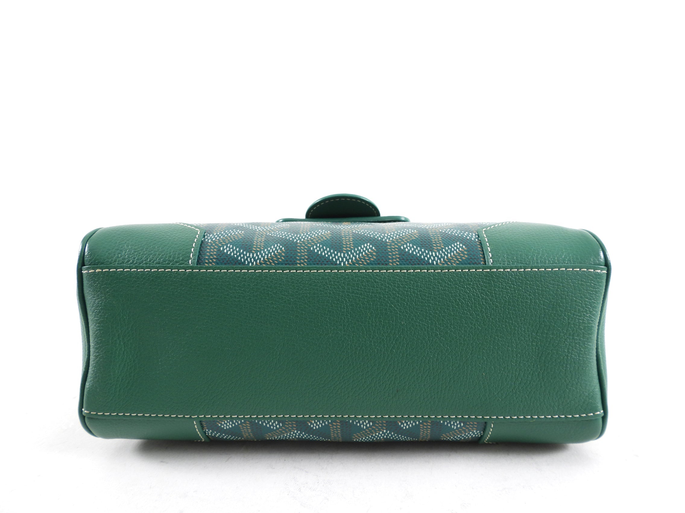 Goyard Green Mini Goyardine Saigon Souple with Wood Handle