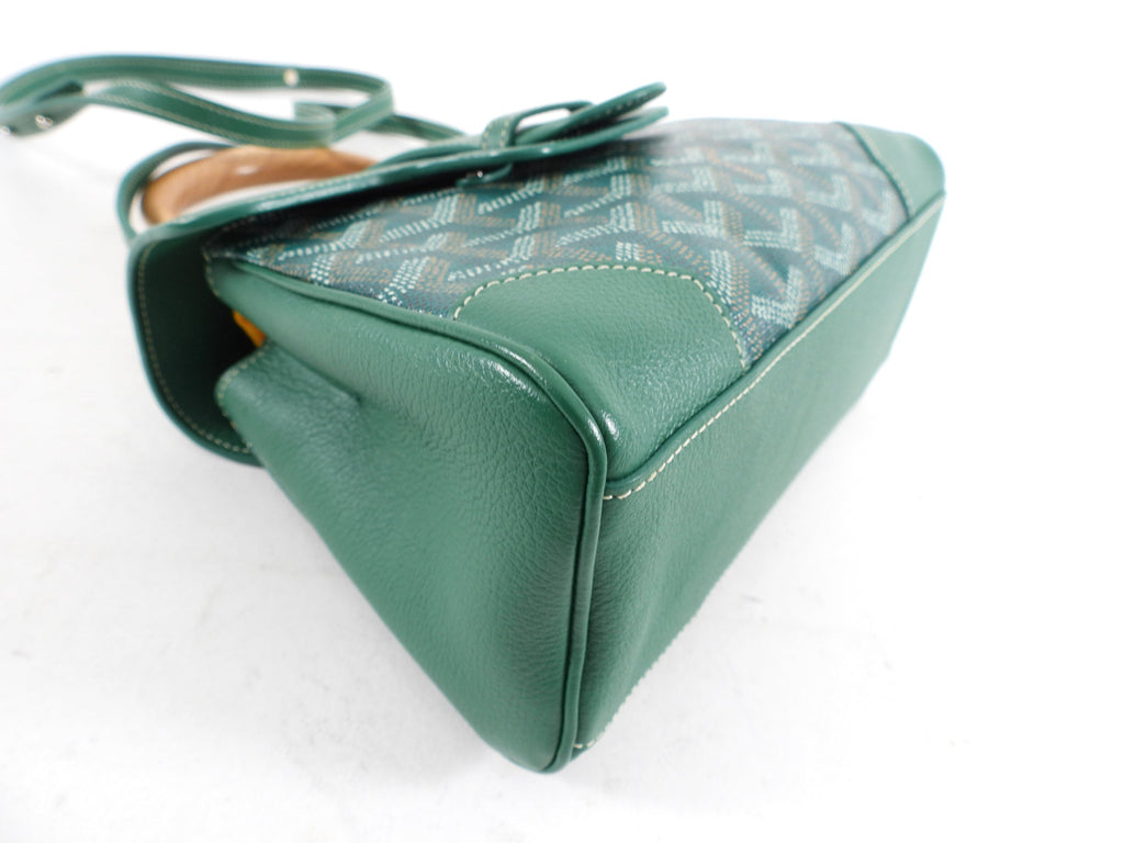 Goyard Green Mini Goyardine Saigon Souple with Wood Handle
