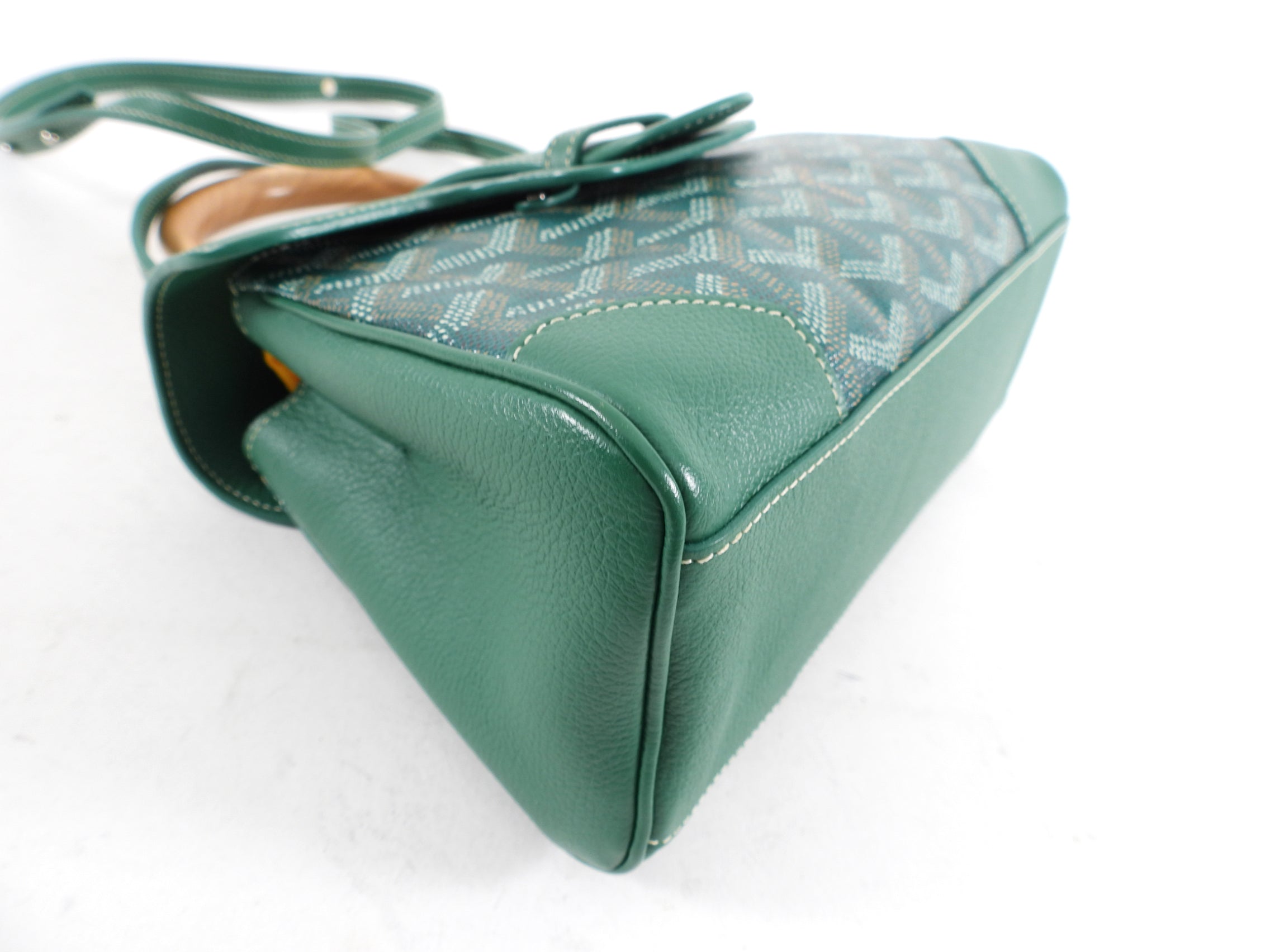 Goyard Green Mini Goyardine Saigon Souple with Wood Handle