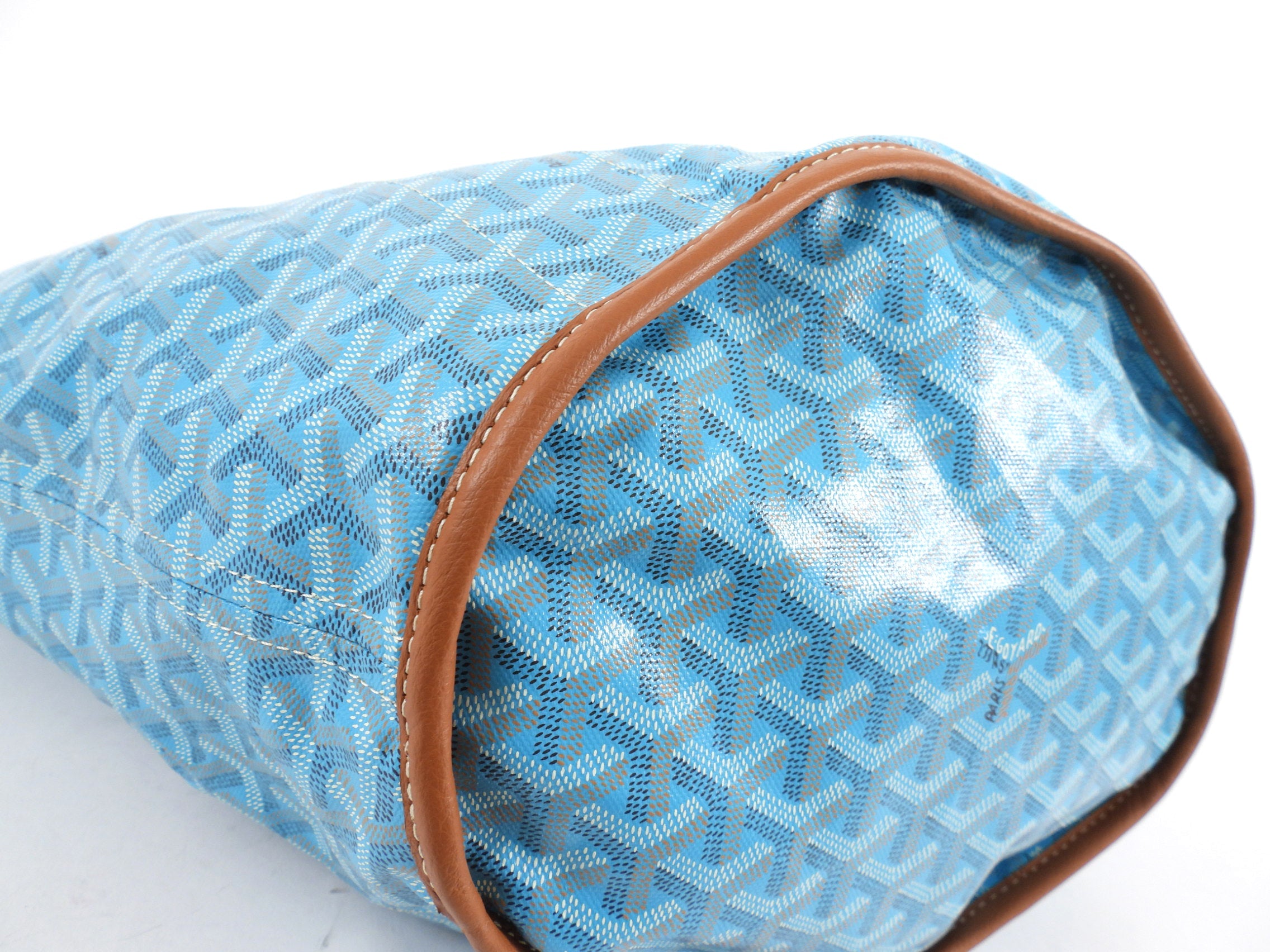 Goyard 2025 Turquoise and Tan Linen Canvas Reversible Balhaera Tote