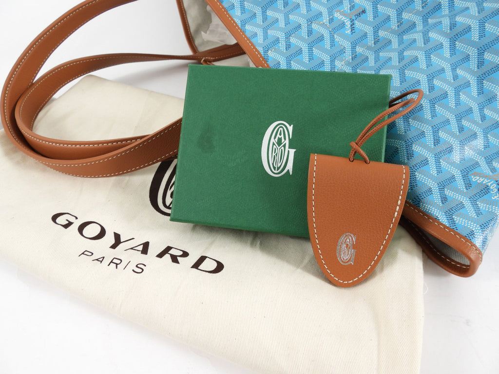 Goyard 2025 Turquoise and Tan Linen Canvas Reversible Balhaera Tote