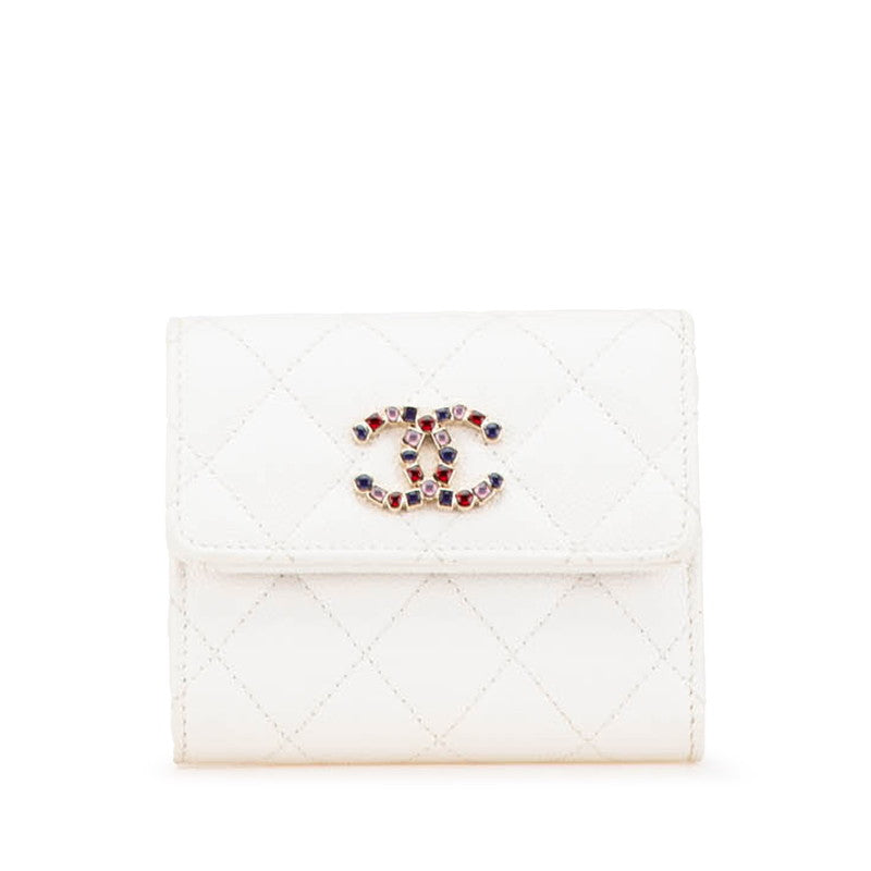 Chanel Coco Mark Bijou Caviar Skin Trifold Wallet