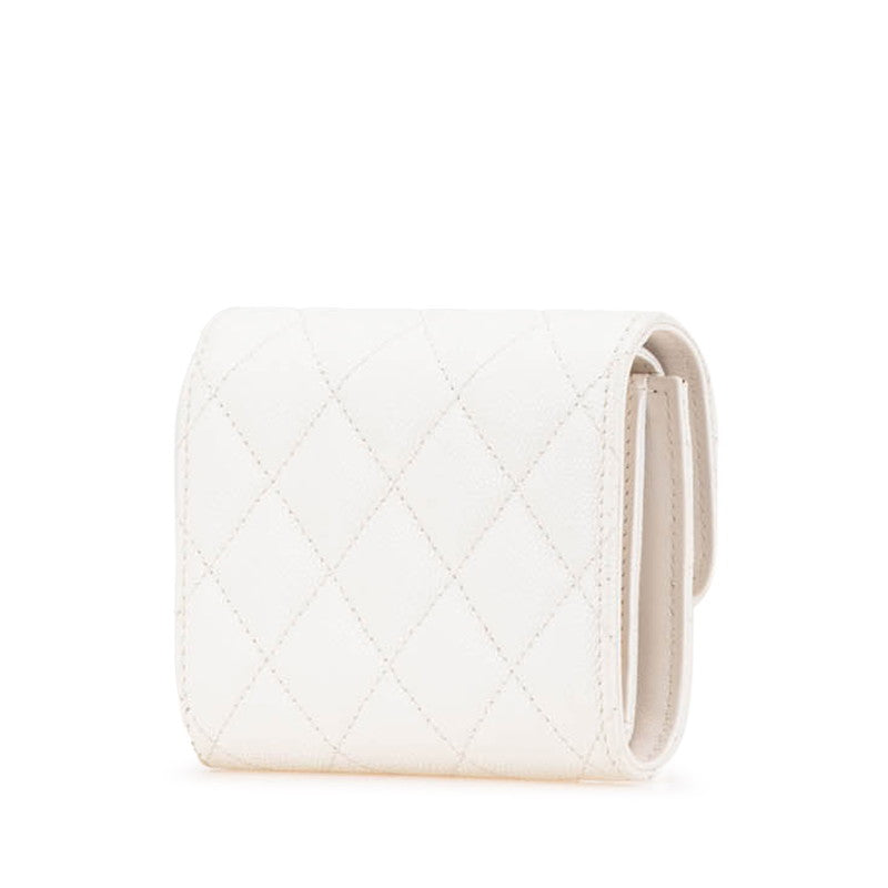 Chanel Coco Mark Bijou Caviar Skin Trifold Wallet