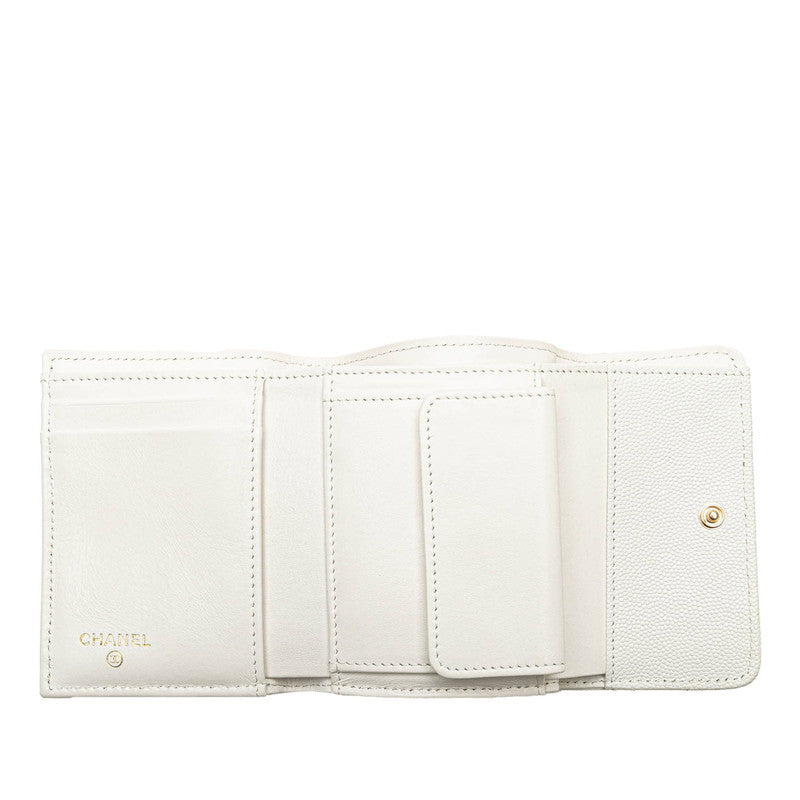 Chanel Coco Mark Bijou Caviar Skin Trifold Wallet
