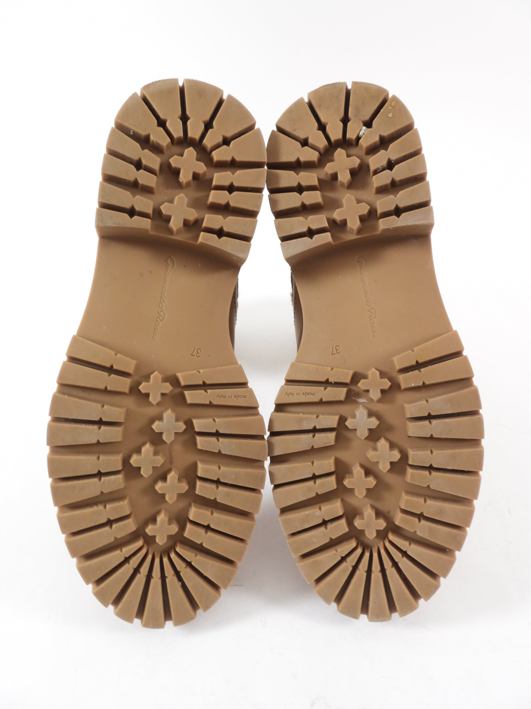 Gianvito Rossi Camel Leather Knit Tenney Boot - 37