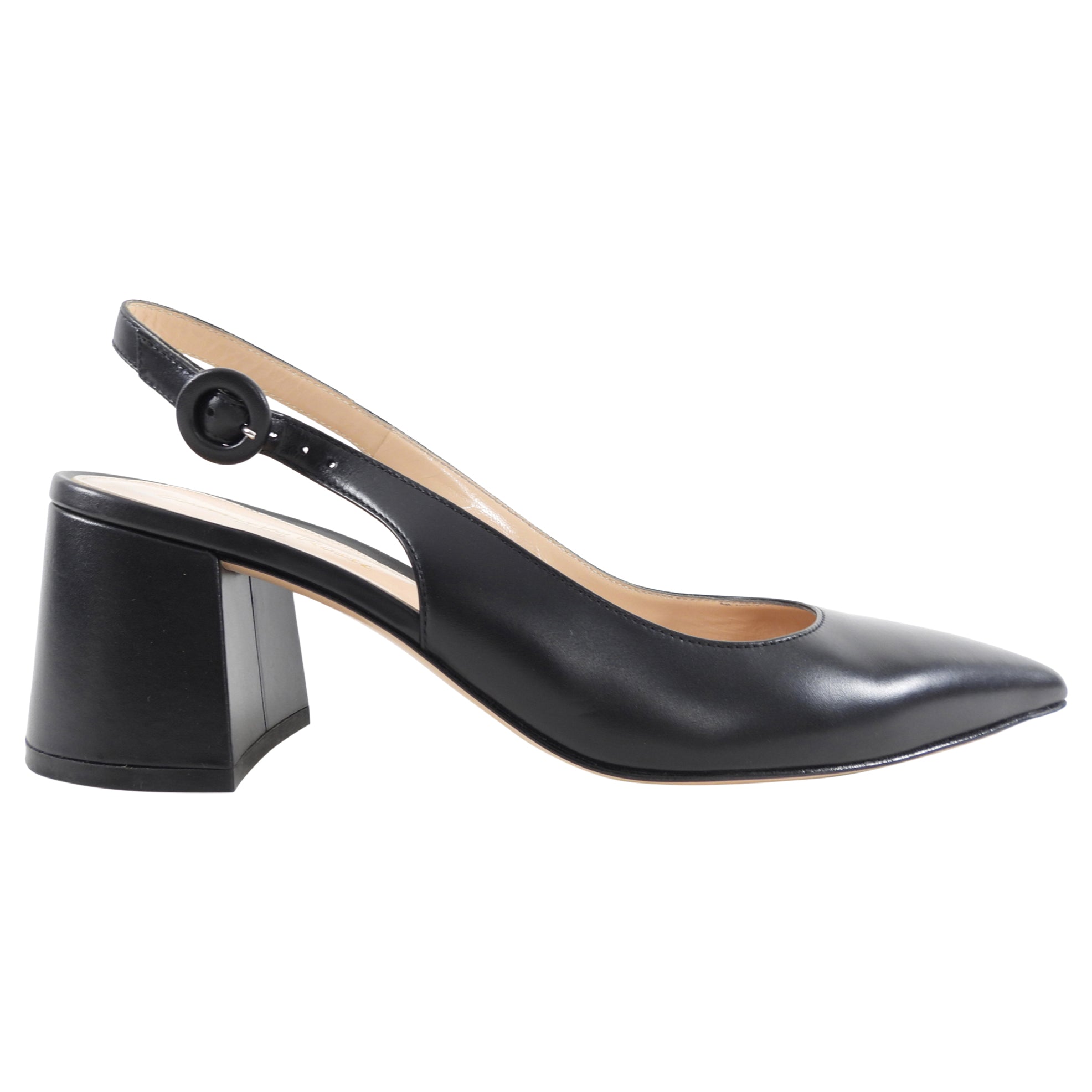 Gianvito Rossi Black Leather Block Heel Slingback Pumps - 38