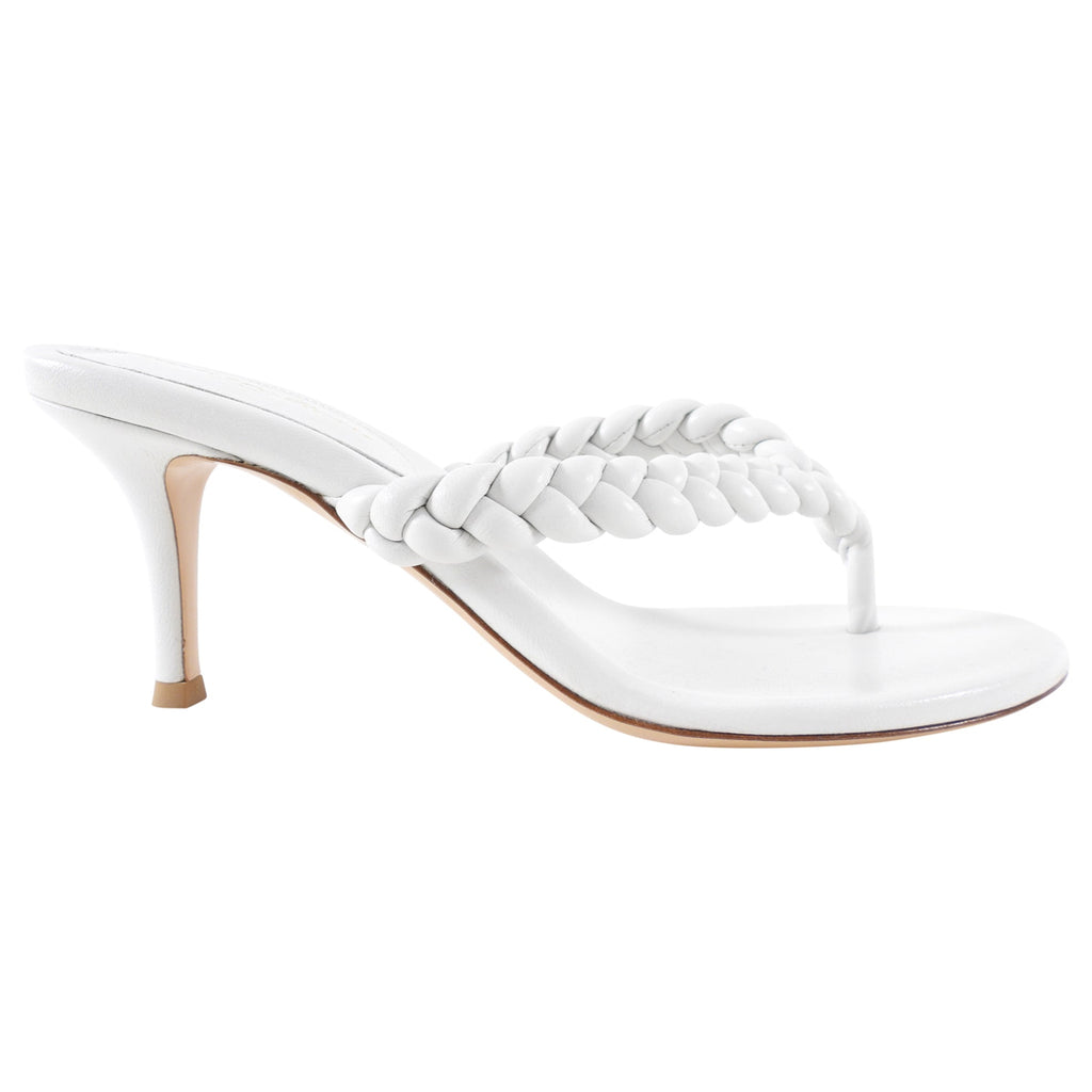 Gianvito Rossi White Leather Braided Sandals - 37