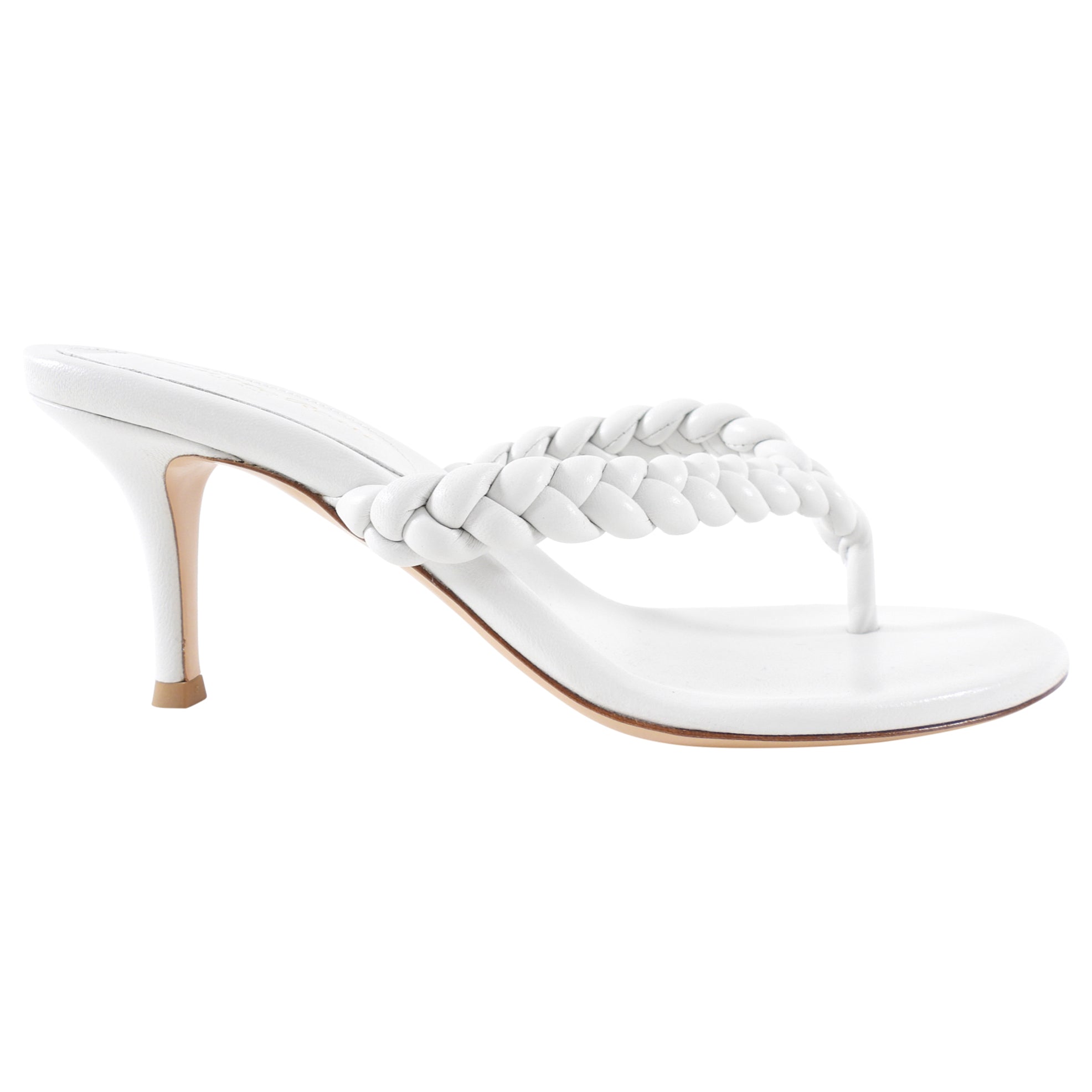 Gianvito Rossi White Leather Braided Sandals - 37
