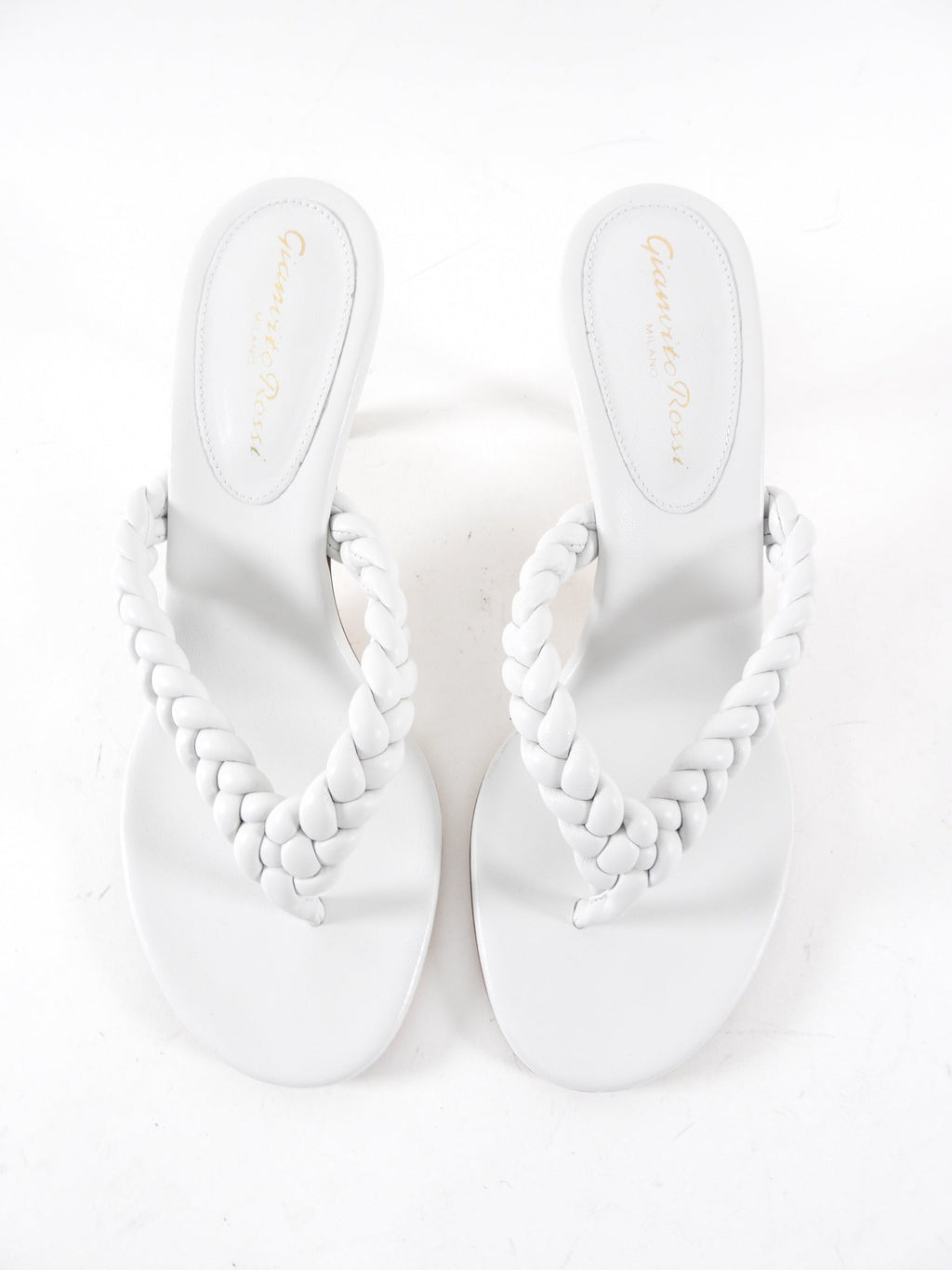 Gianvito Rossi White Leather Braided Sandals - 37