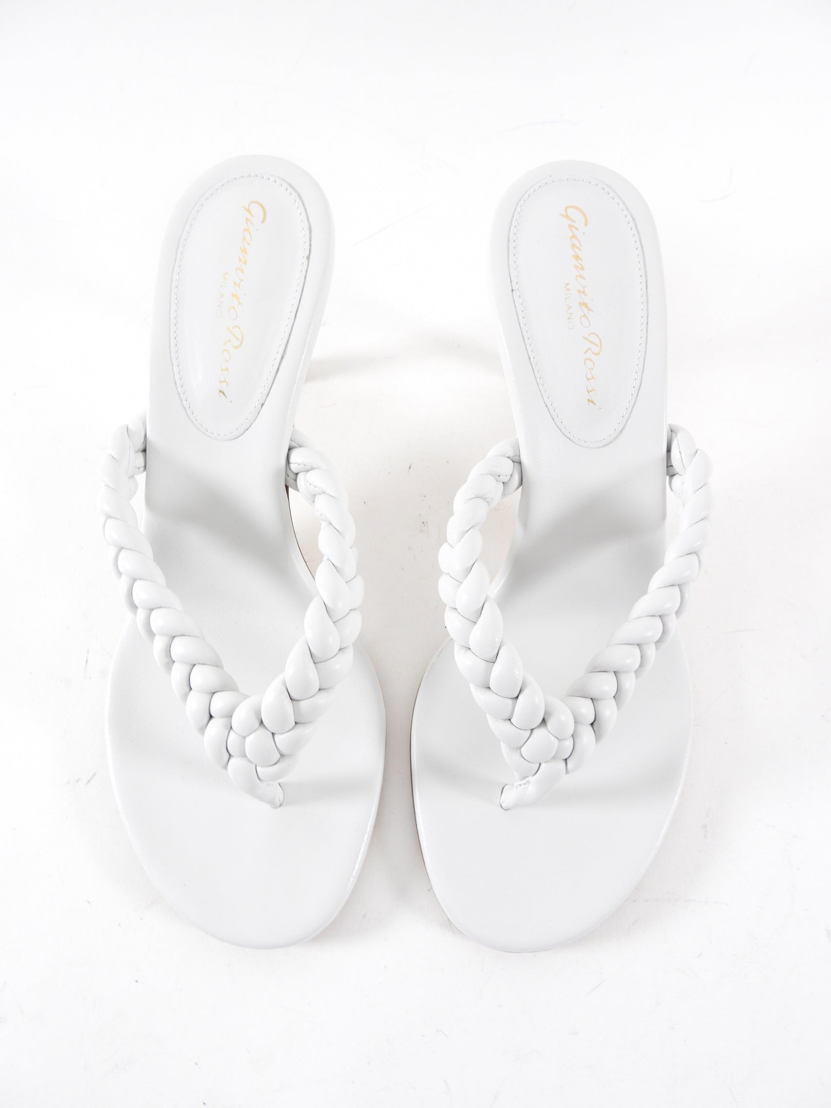 Gianvito Rossi White Leather Braided Sandals - 37