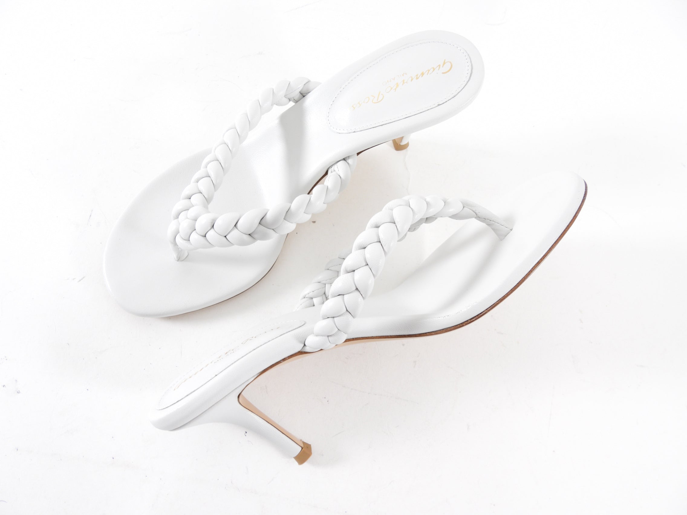 Gianvito Rossi White Leather Braided Sandals - 37