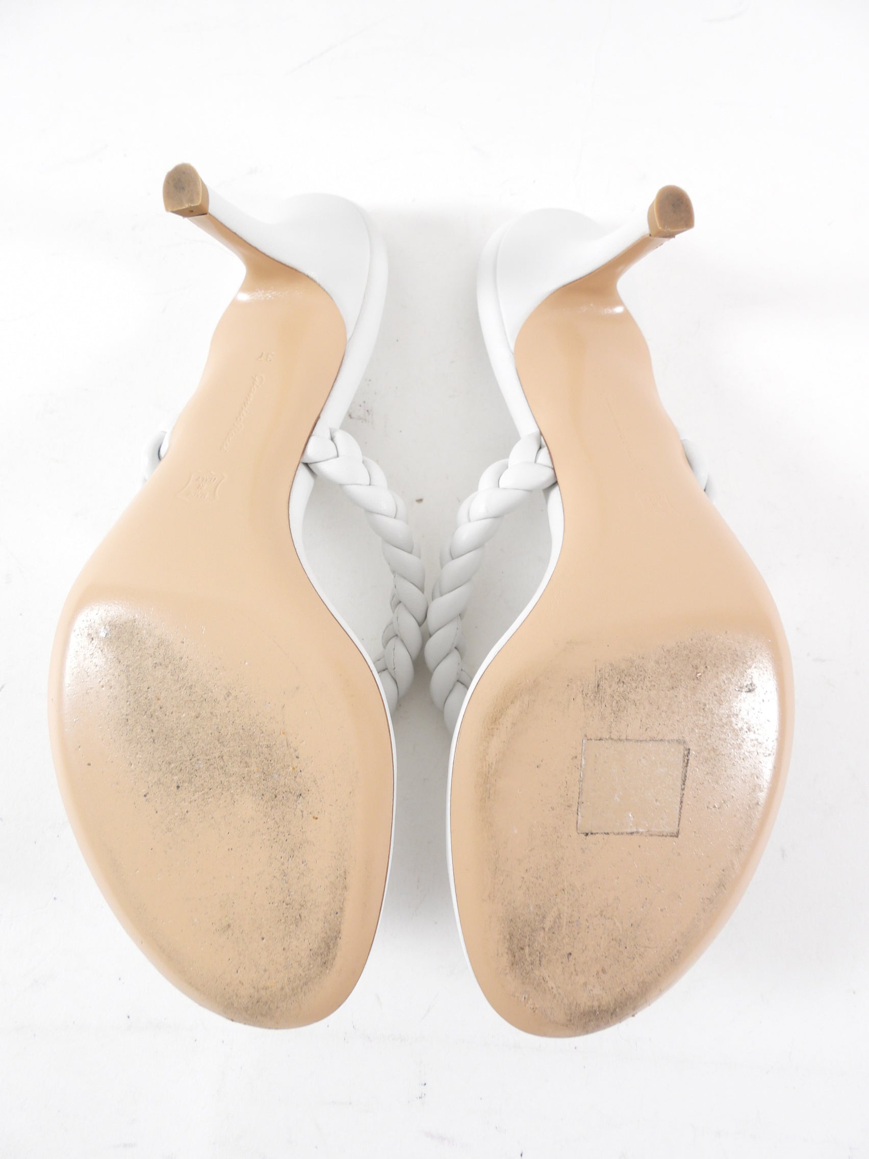 Gianvito Rossi White Leather Braided Sandals - 37