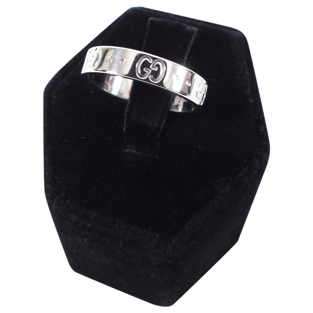 Gucci 18k White Gold Thin Icon Band Ring - 6.5