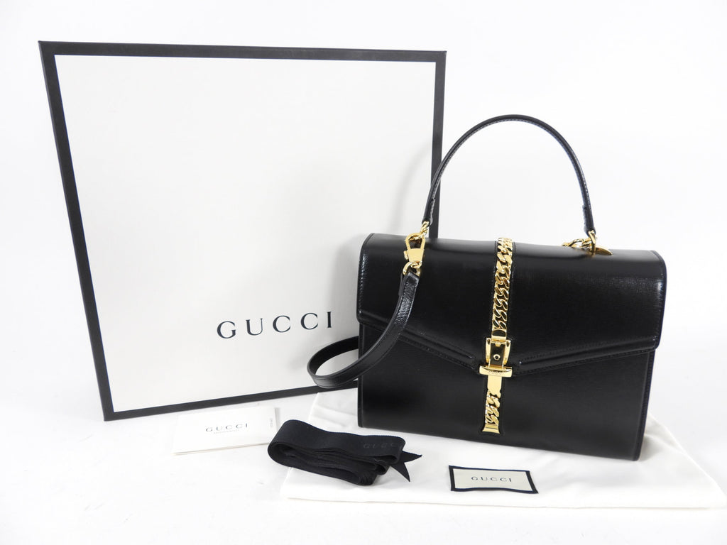 Gucci 1969 Sylvie Small Black Top Handle Two-Way Bag