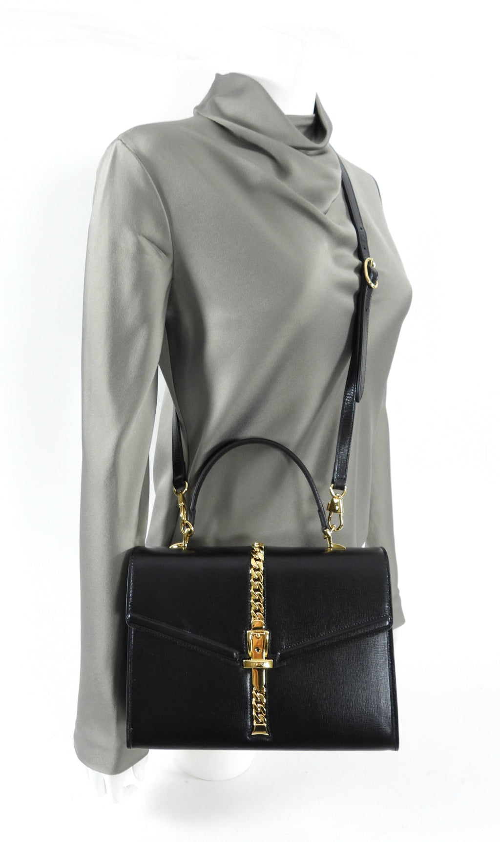 Gucci 1969 Sylvie Small Black Top Handle Two-Way Bag