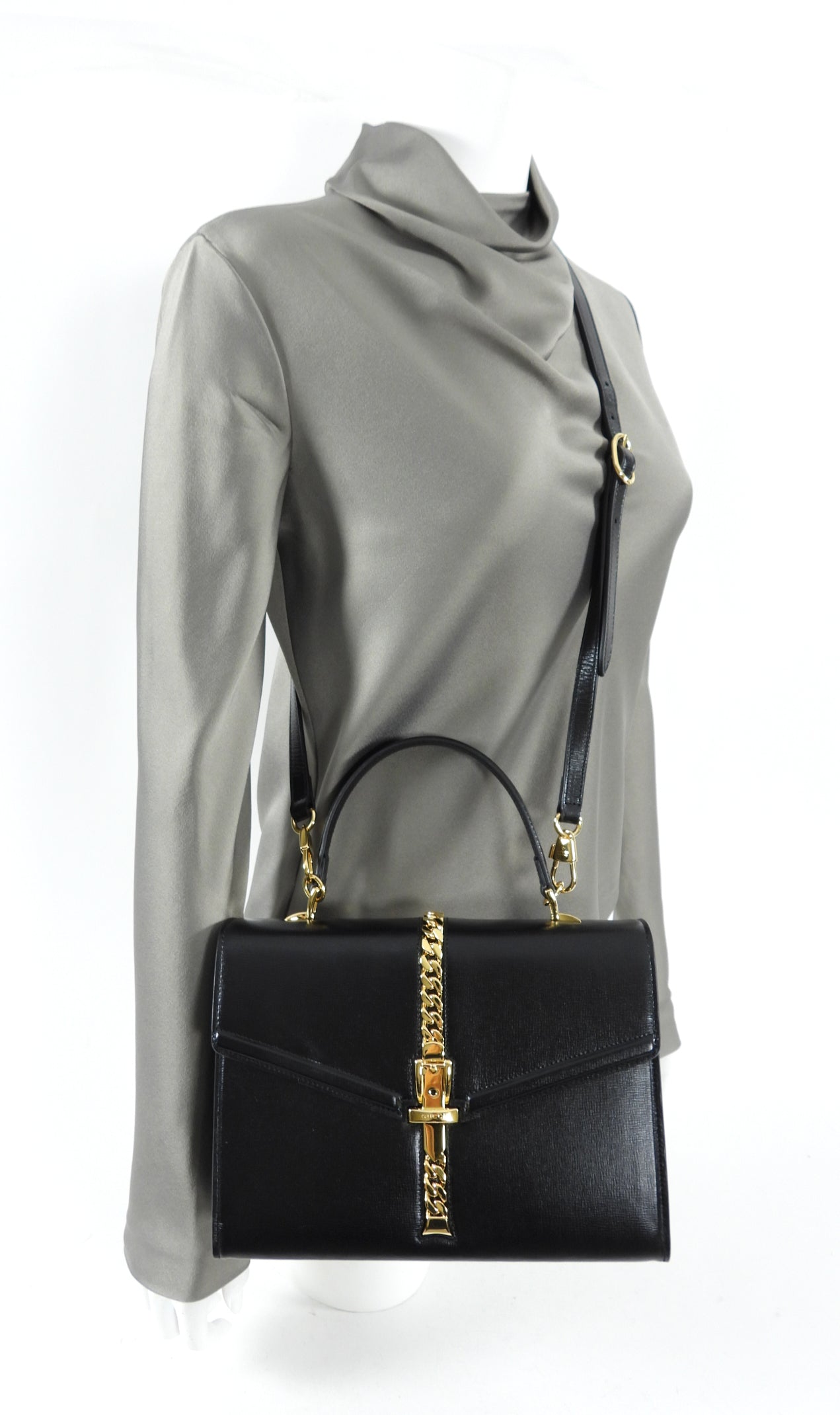 Gucci 1969 Sylvie Small Black Top Handle Two-Way Bag
