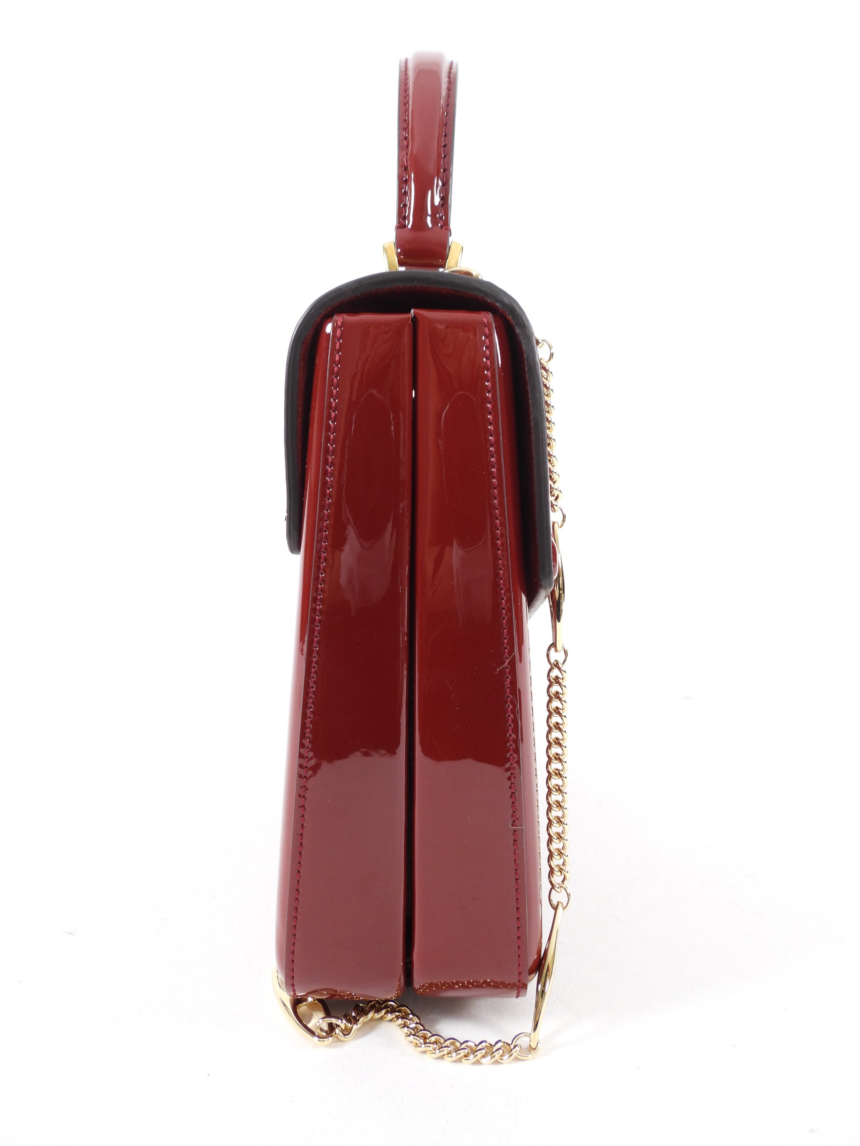 Gucci 1969 Sylvie Small Red Patent Top Handle Two-Way Bag