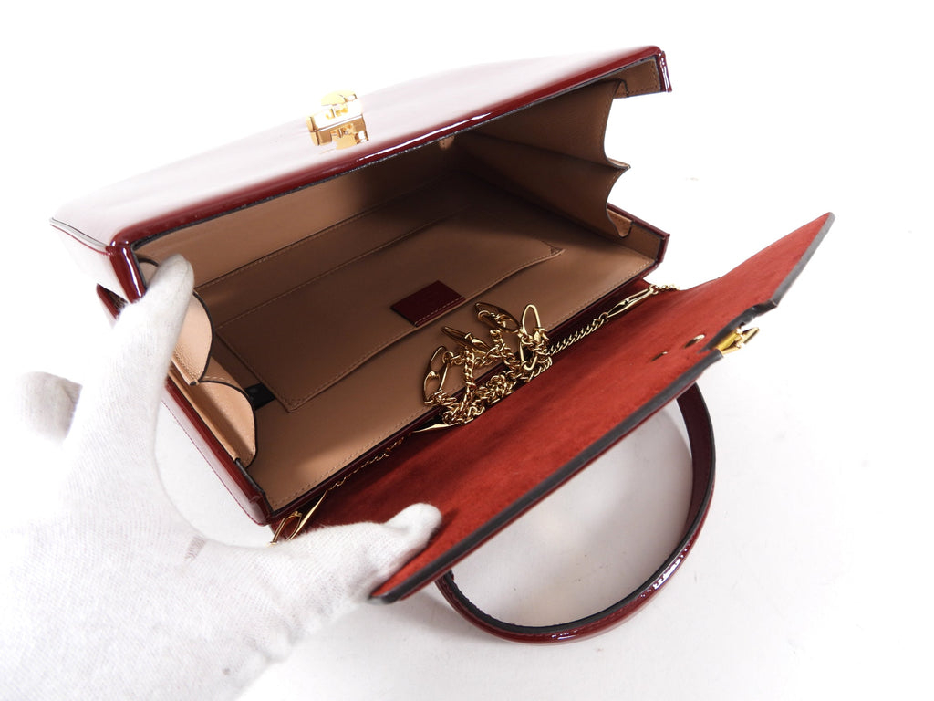 Gucci 1969 Sylvie Small Red Patent Top Handle Two-Way Bag