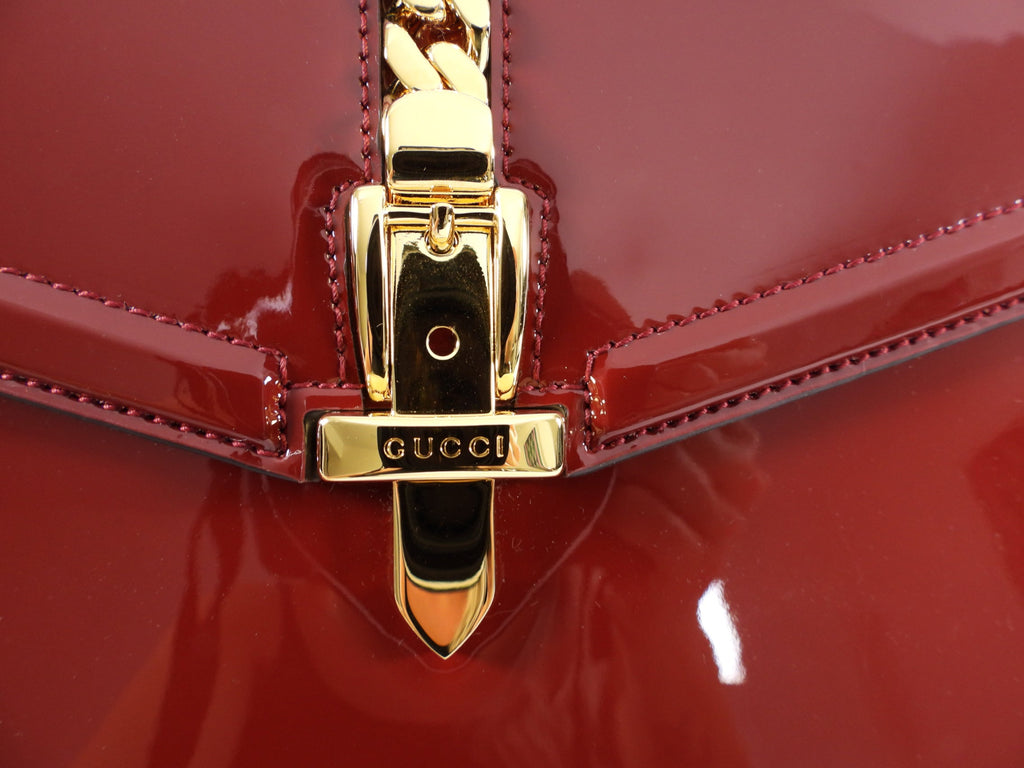 Gucci 1969 Sylvie Small Red Patent Top Handle Two-Way Bag