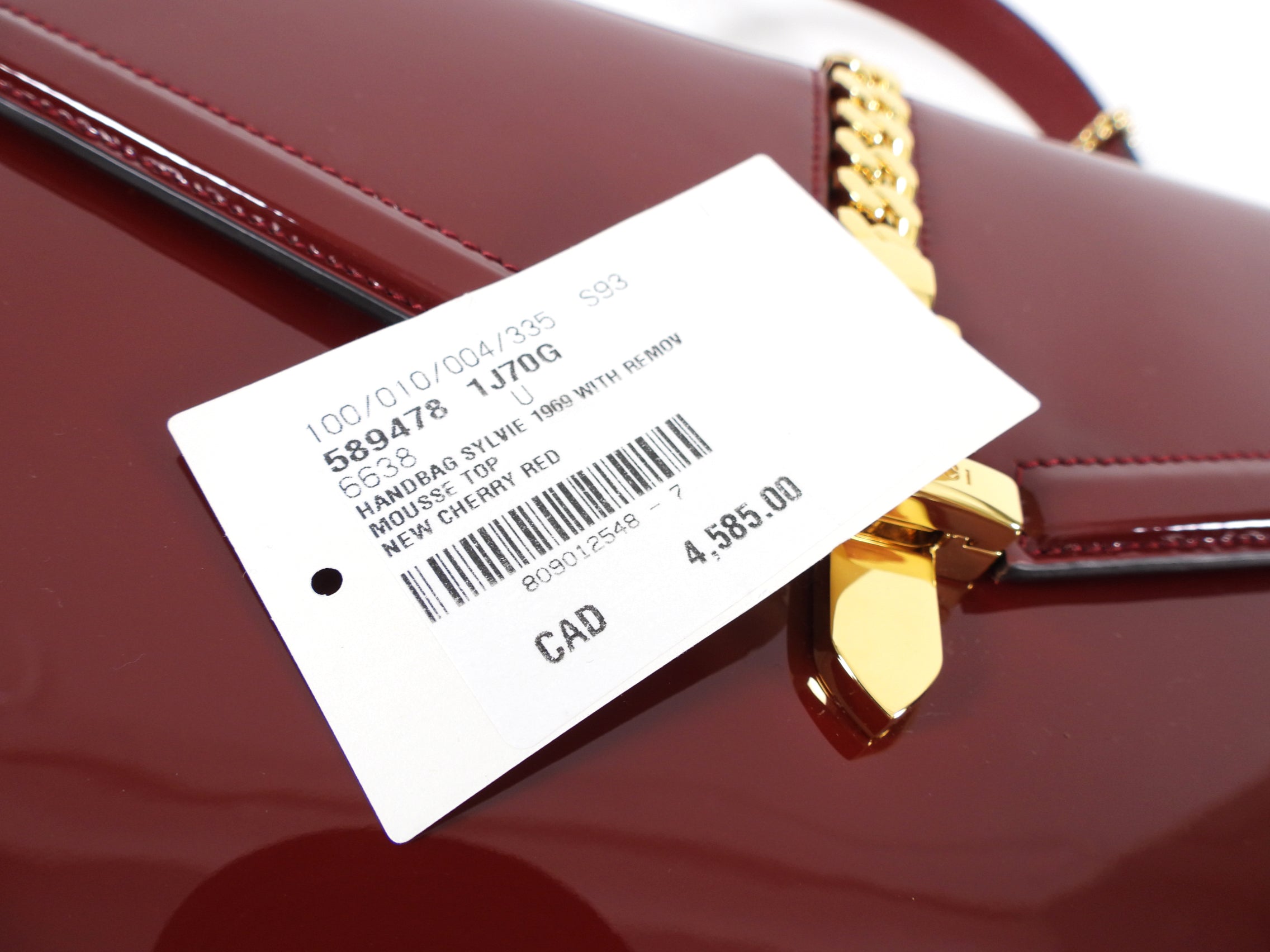 Gucci 1969 Sylvie Small Red Patent Top Handle Two-Way Bag