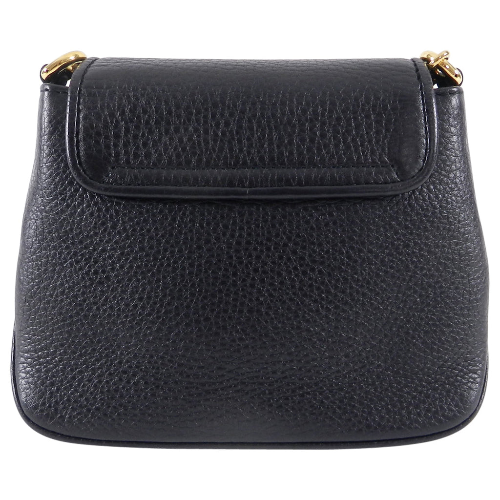 Gucci 1973 Black Small GG Logo Leather Crossbody Bag