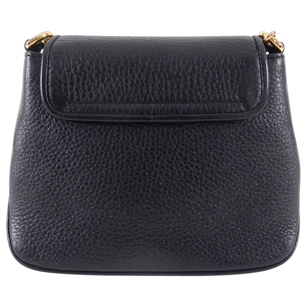 Gucci 1973 Black Small GG Logo Leather Crossbody Bag
