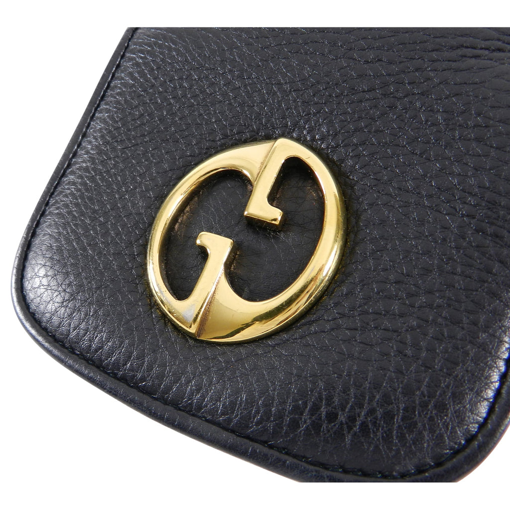 Gucci 1973 Black Small GG Logo Leather Crossbody Bag