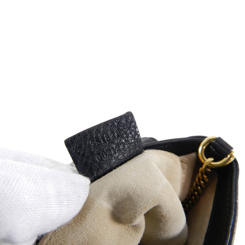 Gucci 1973 Black Small GG Logo Leather Crossbody Bag