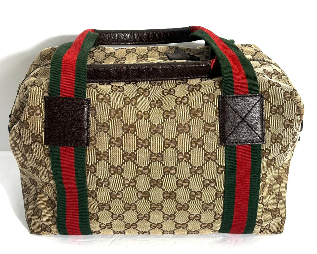 GUCCI GG CANVAS WEB MEDIUM DUFFLE BAG