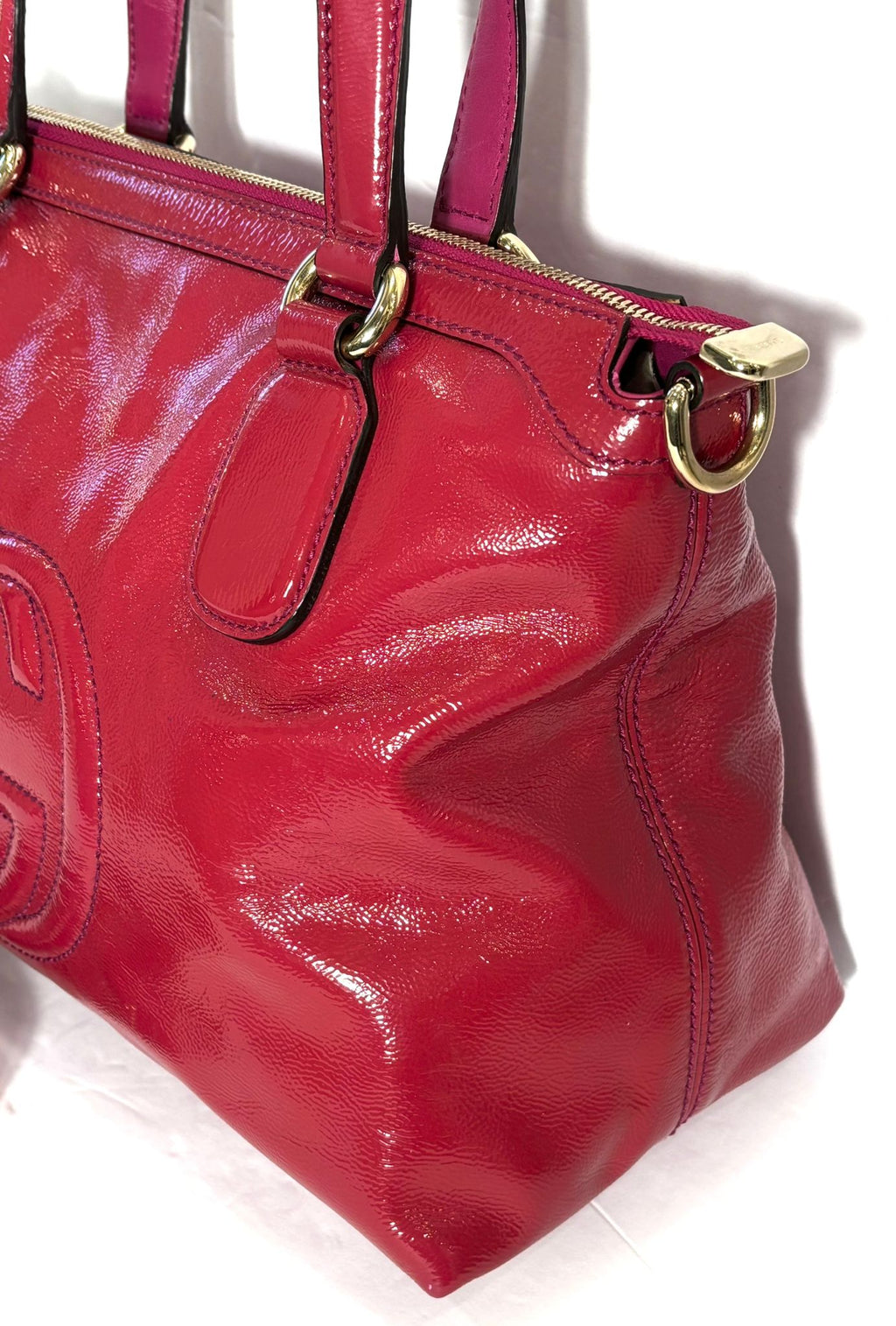 GUCCI GG GLAZED LEATHER SOHO SMALL SHOULDER BAG