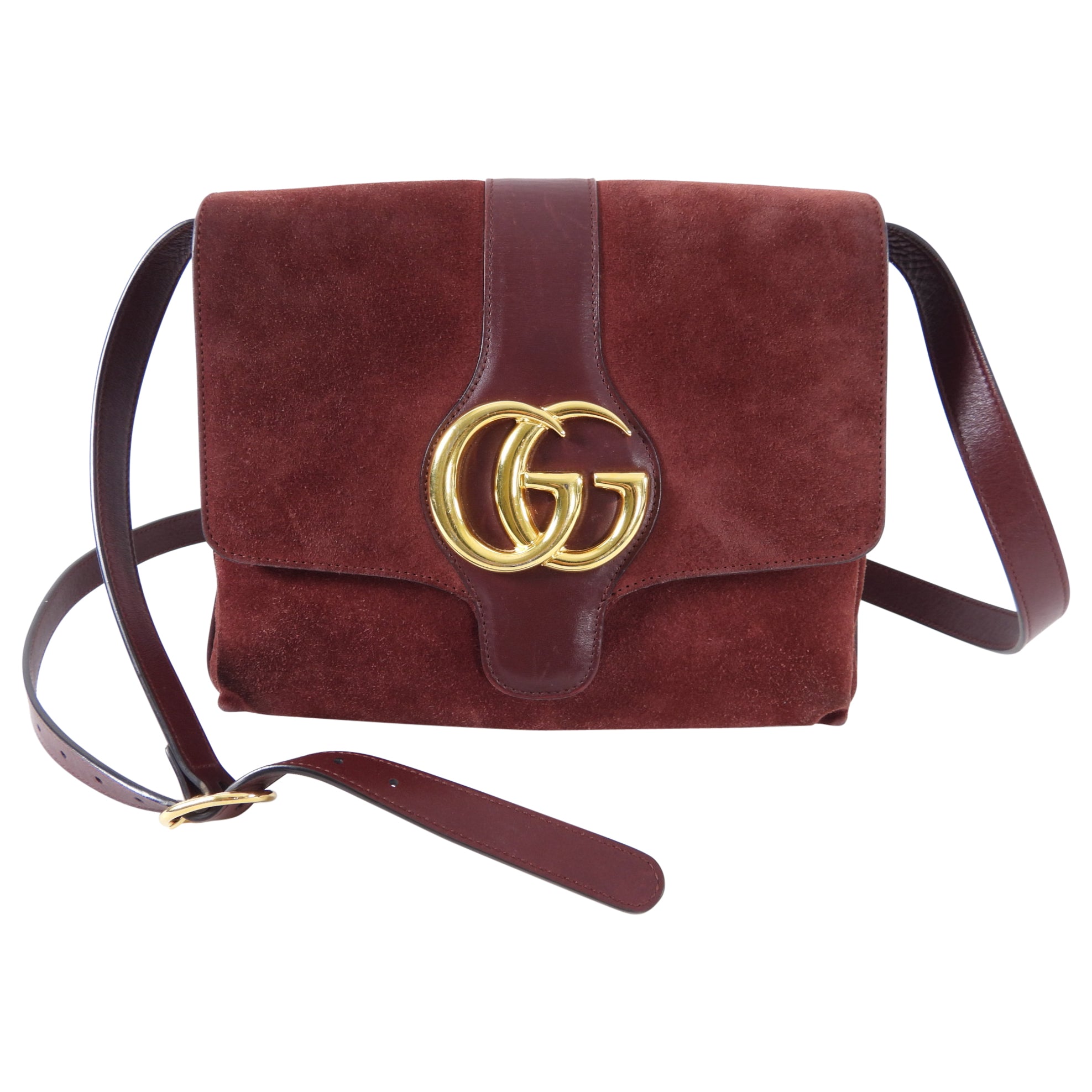 Gucci Burgundy Suede Arli Crossbody Bag