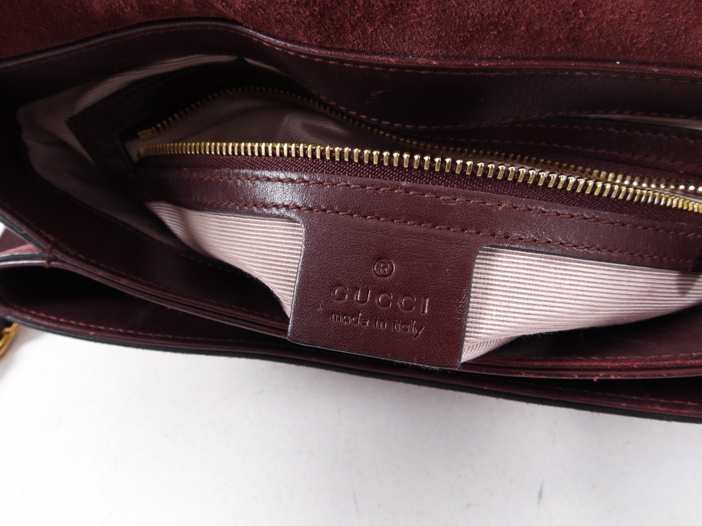 Gucci Burgundy Suede Arli Crossbody Bag