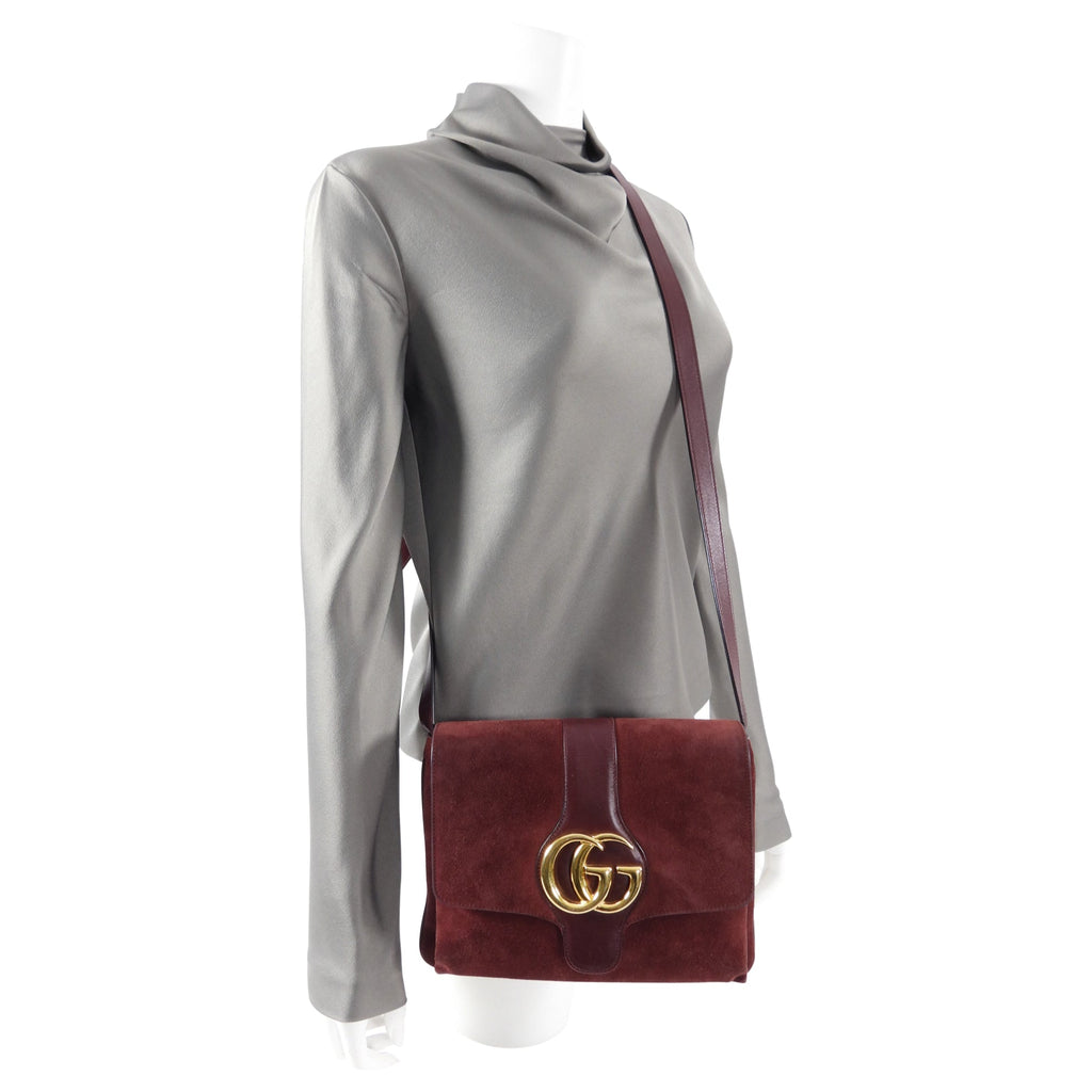 Gucci Burgundy Suede Arli Crossbody Bag