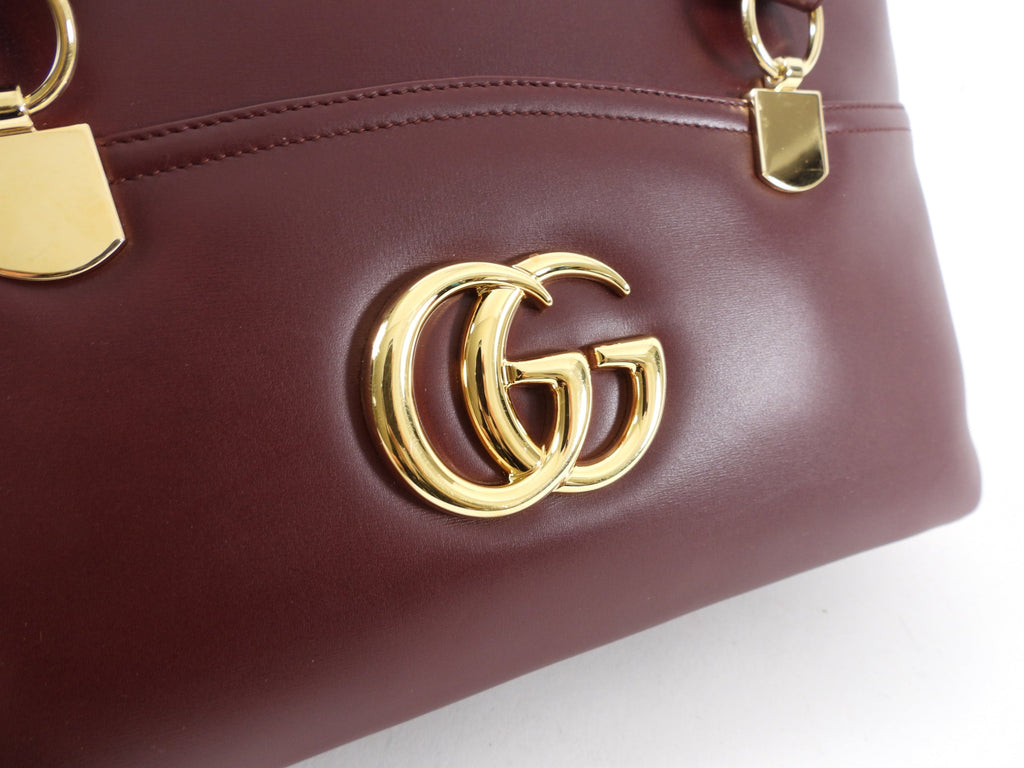 Gucci Burgundy Arli Handle Large GG Logo Bag
