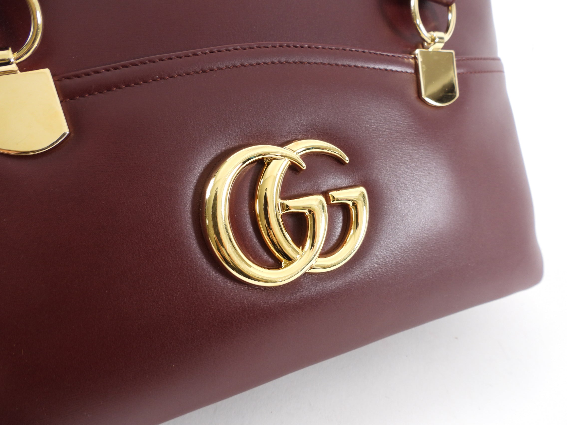 Gucci Burgundy Arli Handle Large GG Logo Bag