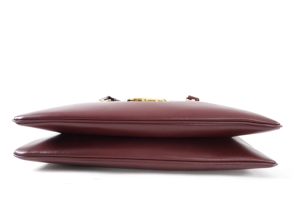 Gucci Burgundy Arli Handle Large GG Logo Bag