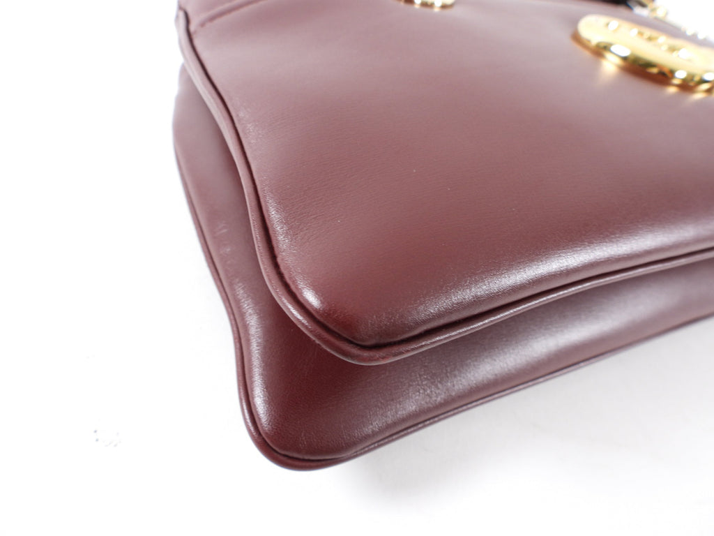 Gucci Burgundy Arli Handle Large GG Logo Bag